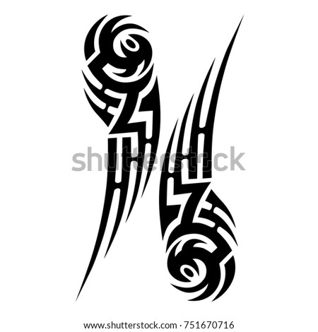 Tattoo tribal vector design. Simple logo. Individual designer isolated element for decorating the body of women, men and girls arms, legs and other body parts. Abstract illustration.