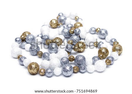 Christmas decorations and cards on white background