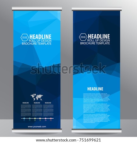 blue roll up business brochure flyer banner design vertical template vector, cover presentation abstract geometric background, modern publication x-banner and flag-banner,carpet design Royalty-Free Stock Photo #751699621