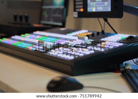 vision mixing panel in a television gallery.