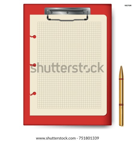 Clipboard, paper sheet, golden pen for business planning, to-do list. 