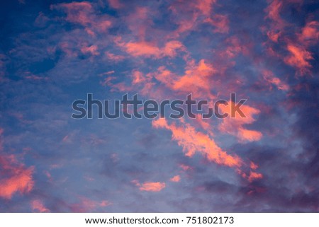 Beautiful sunrise sky with clouds.