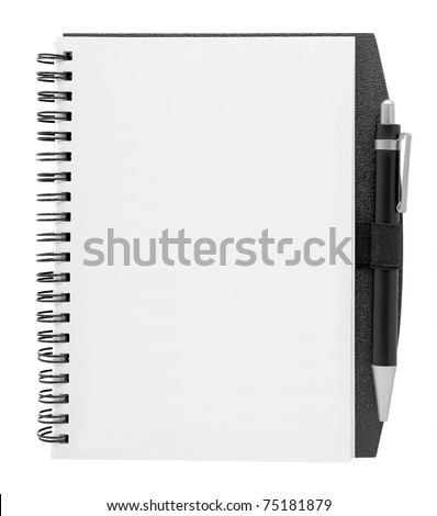 blank paper with pen isolated on white