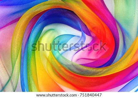 twisted twirl of organza fabric multicolour texture Royalty-Free Stock Photo #751840447
