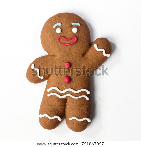 Gingerbread classic cookie hero isolated Royalty-Free Stock Photo #751867057