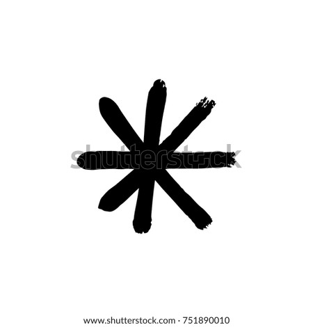 Vector snowflake, drawing, stylized, simple, brush, paint, funny, star, symbol, hand drawn, white background, contrast, gouache, sketch, print, element for design.