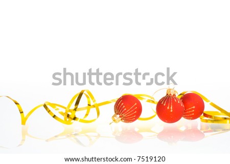 Red Christmas balls isolated on white background