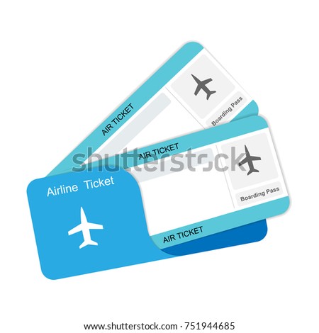 Modern airline travel boarding pass two tickets. Vector template. 
 Royalty-Free Stock Photo #751944685
