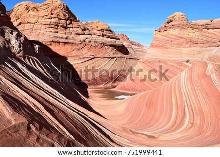 The Wave sandstone layers in the Arizona desert. Royalty-Free Stock Photo #751999441