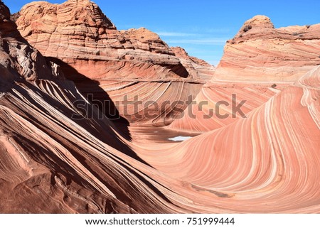 The Wave sandstone layers in the Arizona desert. Royalty-Free Stock Photo #751999444