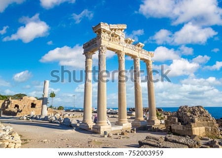Ruins of the Temple of Apollo in Side in a beautiful summer day, Antalya, Turkey Royalty-Free Stock Photo #752003959