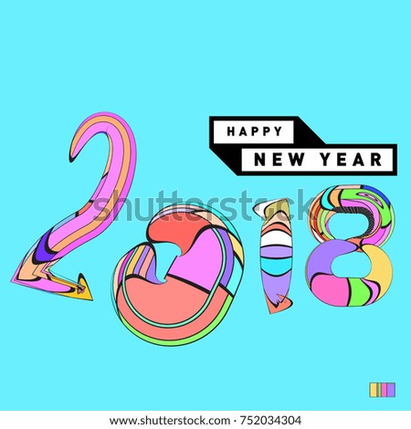 Happy New Year 2018 Greeting Card and Calendar Cover Template. 