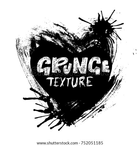 Ink vector brush strokes. Vector illustration. Grunge heart. Hand drawn watercolor texture. Space for text.