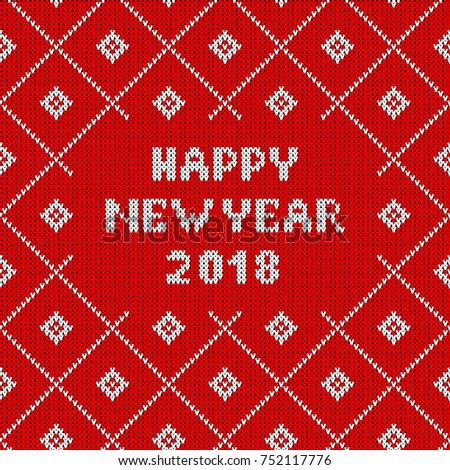 New year greeting card with knitted texture.