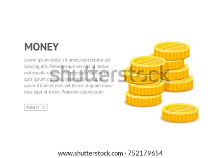 Pile of money flat vector illustration with space for text