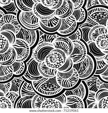 vector seamless monochrome floral background clipping mask