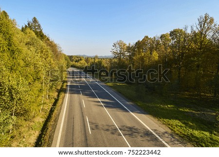 Road view from above, autumnal season
