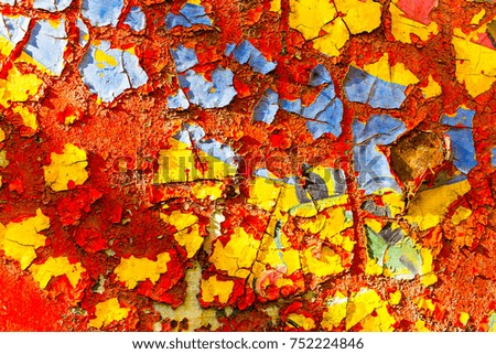 Rusty Multicolored Background. Motley Metal Texture. Abstract Rusty Metal Colorful Background. Rusty Grunge Wall Texture. Rusty Metal Surface For Design.