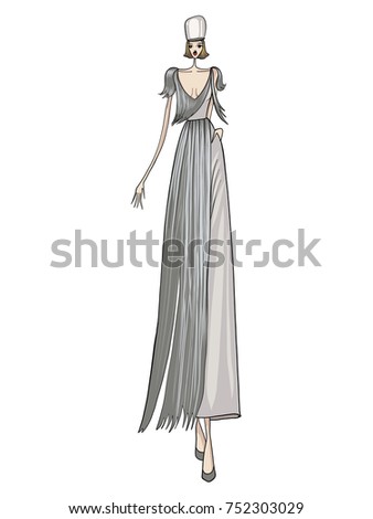 Fashion model, posing, woman, vector illustration 