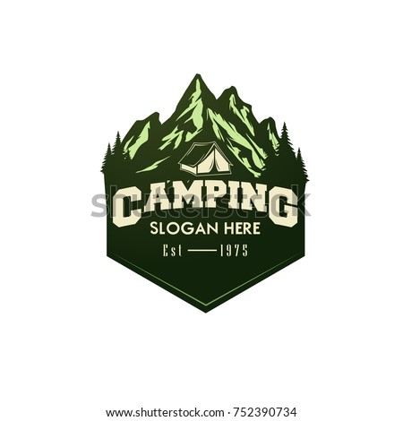 Illustration for sport camping, climbing, emblem climbing, hobby illustration. Vintage mountain camping vector logo and labels set. 