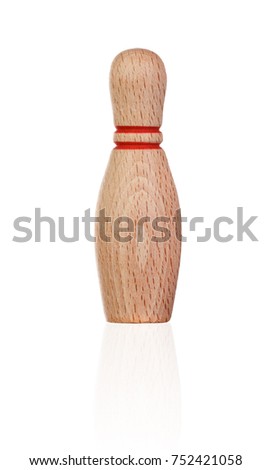 Wooden bowling pin isolated on a white background