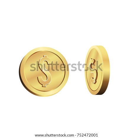 3d Golden coins vector illustration