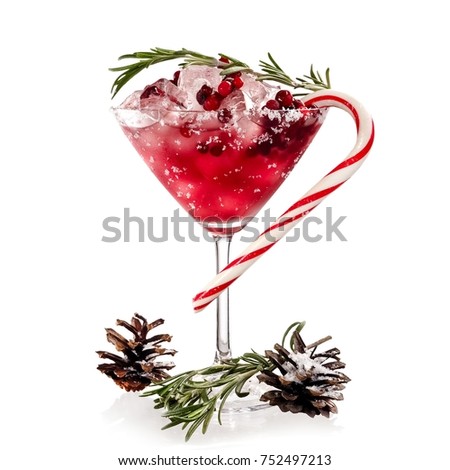 Xmas cranberry martini cocktail