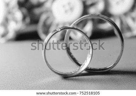 Pair of wedding rings on the table