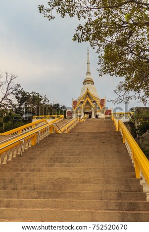 Khao Takiab (Chopsticks Hill) Temple or Monkey Mountain as it is known locally is one of Hua Hin`s most well known attractions, Hua Hin district, Prachuap Khiri Khan, Thailand.