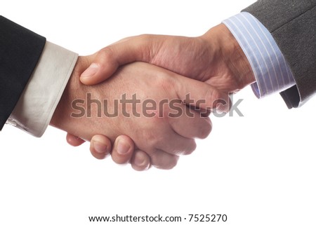 handshake over white background