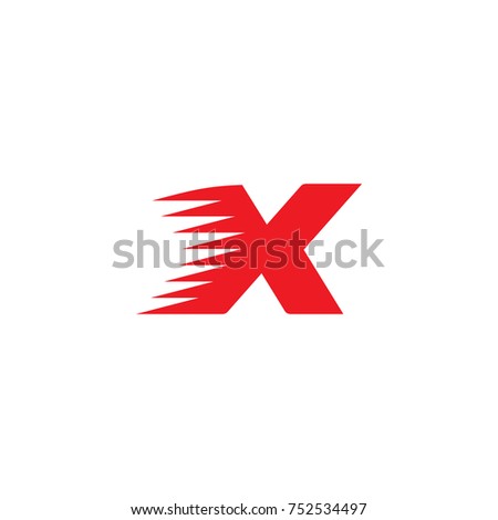 Sport vector font. Dynamic alphabet bold italic X letter, red symbol on white background.