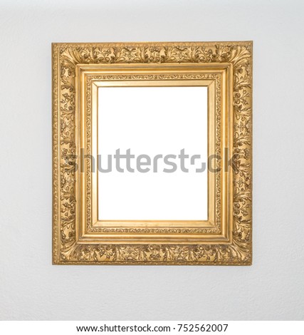 Ornate Gold Vintage Picture Frame Art Gallery Museum White Clipping Path Isolated