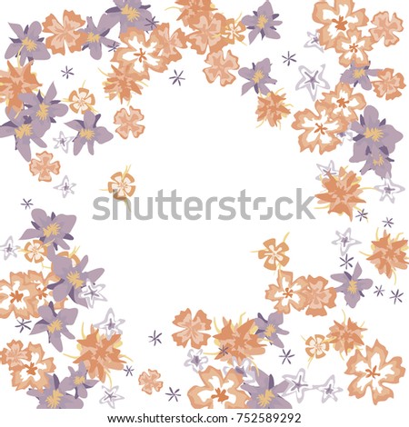 Cute Floral Frame. Colorful Border with Flowers in Retro Style. Background for Postcard, Banner, Wedding Invitation or Flyer. 
