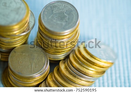 Stacks of coins with copy space for business and financial concept idea. shallow focus.