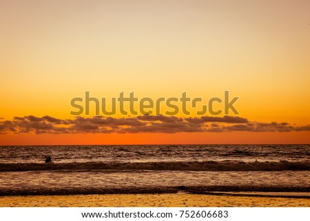 Sunset at San Diego beach, autumn