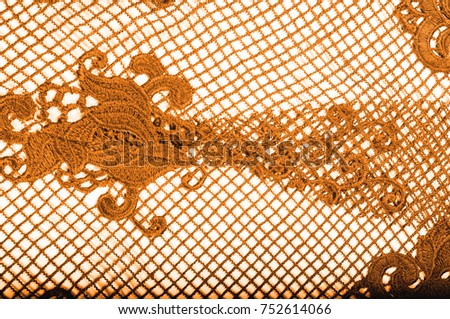 texture, pattern. fabric lace is golden, brownish-yellow. Shinning, shimmering and gorgeous! From extremely bright to elegant and classic, it's just an impressive lace