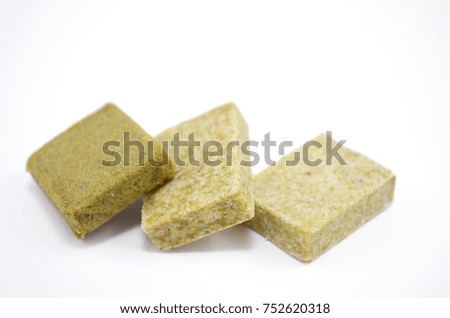 Soup cubes, white background