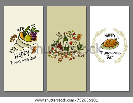 Thanksgiving day, art cards for your design. Vector illustration