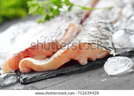 Raw fish on the table prepared for cooking