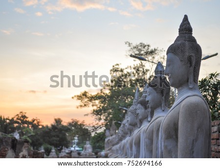 Ayutthaya thailand.Buddha in Thailand.Buddha in Ayutthaya.Many Buddha images.