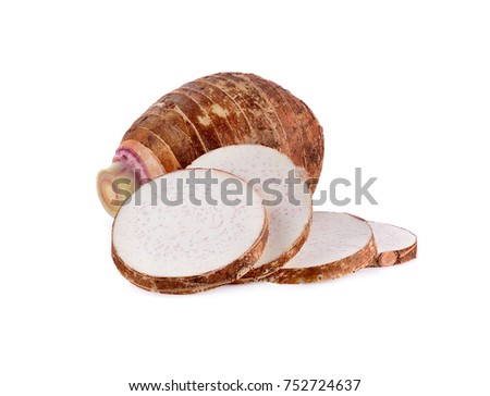 taro root isolated on white background