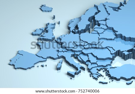Europe 3D map Royalty-Free Stock Photo #752740006