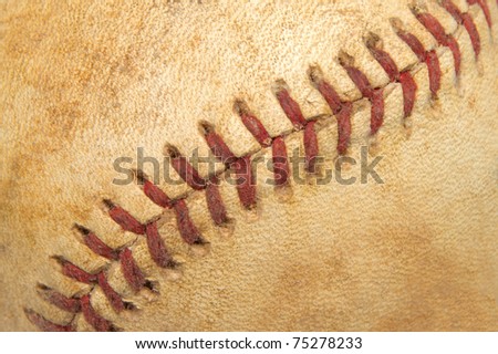 Close Up Detail of a Vintage Baseball's Seams