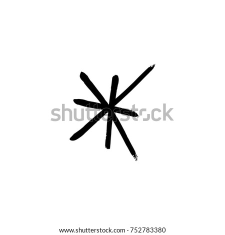 Vector snowflake, drawing, stylized, simple, brush, paint, funny, star, symbol, hand drawn, white background, contrast, gouache, sketch, print, element for design.