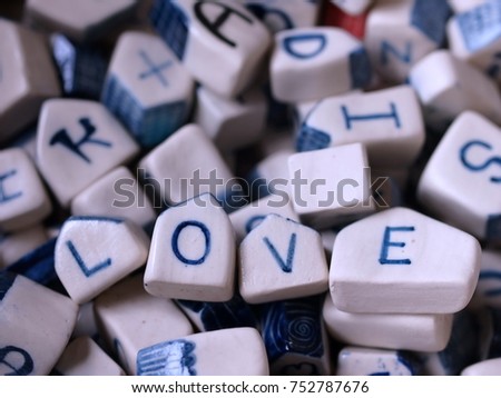 The word love is from the letters made of ceramic.