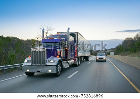 18 wheeler truck on highway Royalty-Free Stock Photo #752816896