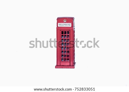 Red phone cabinet isolated on wwhite background,Traditional red telephone box