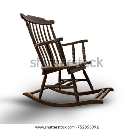 Rocking chair with isolated white background this has clipping path. Royalty-Free Stock Photo #752855392