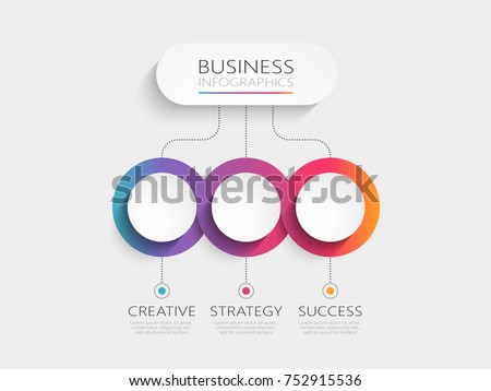 Modern 3D infographic template with 3 steps. Business circle template with options for brochure, diagram, workflow, timeline, web design. Vector EPS 10 Royalty-Free Stock Photo #752915536