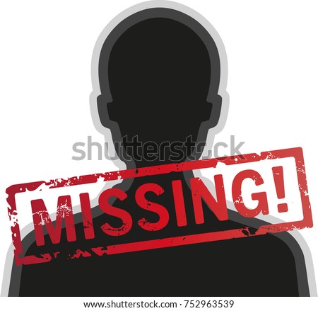 silhouette missing person with stamp Royalty-Free Stock Photo #752963539